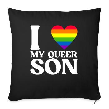 Gay Pride Fiers Parents Fils Gay - Housse de coussin décorative 45 x 45 cm - noir - Devant