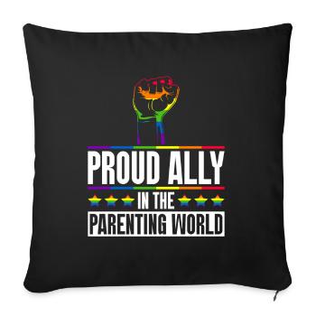 Gay Pride Fiers Parents Fils Gay - Housse de coussin décorative 45 x 45 cm - noir - Devant