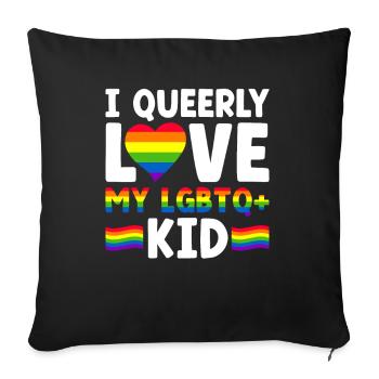 Gay Pride Fiers Parents Fils Gay - Housse de coussin décorative 45 x 45 cm - noir - Devant