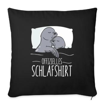 Offizelles Schlafshirt Robbe Seehund Walross - Sofakissenbezug 45 x 45 cm - Schwarz - Vorne