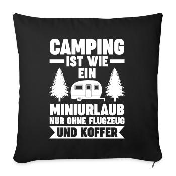 Camping-car Camping-car Camping Camping - Housse de coussin décorative 45 x 45 cm - noir - Devant