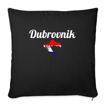 Carte de Dubrovnik Croatie Drapeau croate Croatie - Housse de coussin décorative 45 x 45 cm - noir - Devant