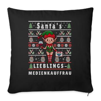 Ugly Christmas SANTA'S FAVORITE MEDIA CLERK - Sofa pillowcase 17,3'' x 17,3'' (45 x 45 cm) - black - Front