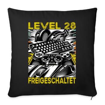 Niveau d’anniversaire 28 Jeux et joueurs débloqués - Housse de coussin décorative 45 x 45 cm - noir - Devant
