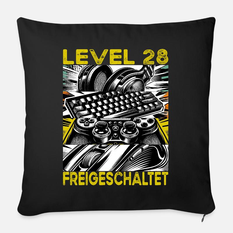 Geburtstag Level 28 freigeschaltet Gaming & Zocker - Sofakissenbezug 45 x 45 cm - Schwarz