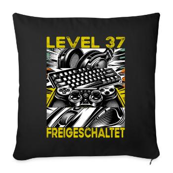 Birthday Level 37 Unlocked Gaming & Gamblers - Sofa pillowcase 17,3'' x 17,3'' (45 x 45 cm) - black - Front