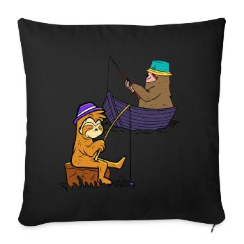 Sloths Angler Fishing Fish Fishing Rod Boat Child - Sofa pillowcase 17,3'' x 17,3'' (45 x 45 cm) - black - Front