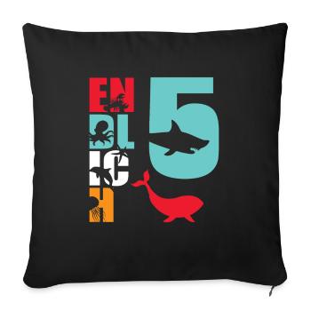 Enfin 5 poissons-requins - Housse de coussin décorative 45 x 45 cm - noir - Devant