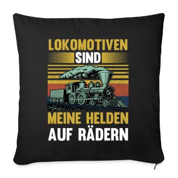 Model Railroad Model Train Train Railroad Railroad Railroad Railroad Model Train Model Train Model T - Sofa pillowcase 17,3'' x 17,3'' (45 x 45 cm) - black - Front
