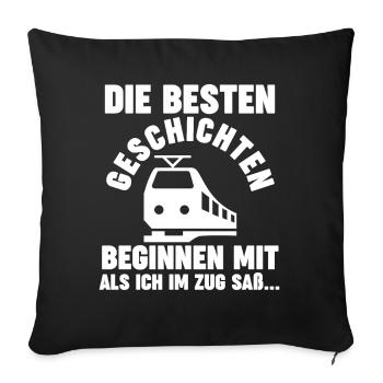 Model Railroad Model Train Train Railroad Railroad Railroad Railroad Model Train Model Train Model T - Sofa pillowcase 17,3'' x 17,3'' (45 x 45 cm) - black - Front