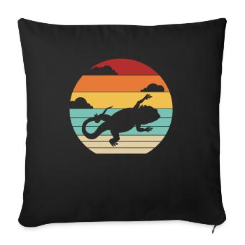Rétro Pogona Pet lézard propriétaire Barbu Dragon - Housse de coussin décorative 45 x 45 cm - noir - Devant