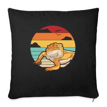 Retro Pogona Lizard Pet Owner Bearded Dragon - Sofa pillowcase 17,3'' x 17,3'' (45 x 45 cm) - black - Front