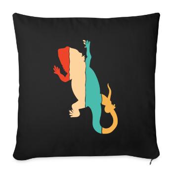 Retro Pogona Pet Lizard Owner Bearded Dragon - Sofa pillowcase 17,3'' x 17,3'' (45 x 45 cm) - black - Front