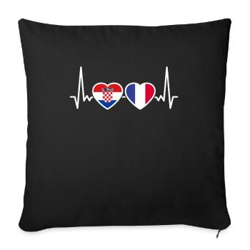 Croatia France Heartbeat Flag Croatia - Sofa pillowcase 17,3'' x 17,3'' (45 x 45 cm) - black - Front