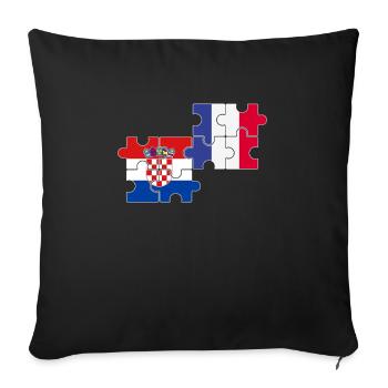 Croatie France Drapeau Croatie française - Housse de coussin décorative 45 x 45 cm - noir - Devant