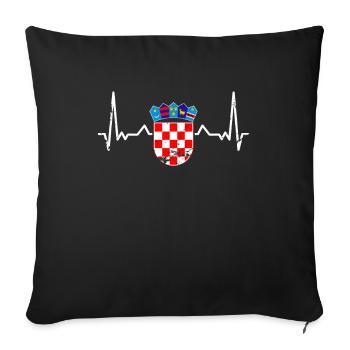 Croatia Vintage Coat of Arms Heartbeat Flag Croatian - Sofa pillowcase 17,3'' x 17,3'' (45 x 45 cm) - black - Front