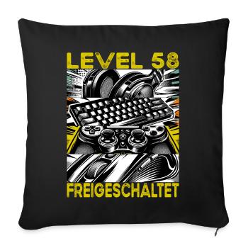 Birthday Level 58 Unlocked Gaming & Gamer - Sofa pillowcase 17,3'' x 17,3'' (45 x 45 cm) - black - Front