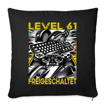 Birthday Level 61 Unlocked Gaming & Gamer - Sofa pillowcase 17,3'' x 17,3'' (45 x 45 cm) - black - Front