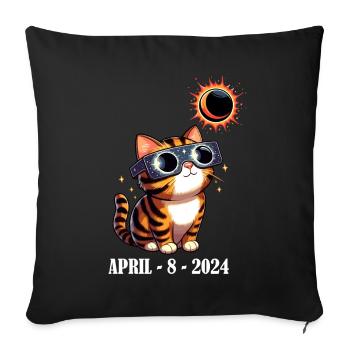 Solar Eclipse Cat April America Moon Funny - Sofa pillowcase 17,3'' x 17,3'' (45 x 45 cm) - black - Front