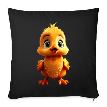 Canard mignon bébé canard poussin canetons canetons canards - Housse de coussin décorative 45 x 45 cm - noir - Devant