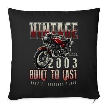 Vintage Motorrad Biker Motorrad Geburtstag 2003 - Sofakissenbezug 45 x 45 cm - Schwarz - Vorne