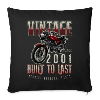 Vintage Motorcycle Bikers Motorbike Birthday 2001 - Sofa pillowcase 17,3'' x 17,3'' (45 x 45 cm) - black - Front