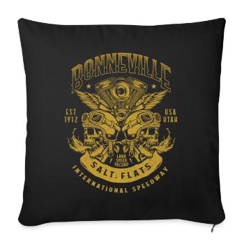 Bonneville Salt Flats Motorcycle Racing Biker - Sofa pillowcase 17,3'' x 17,3'' (45 x 45 cm) - black - Front