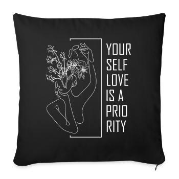 Floral Woman Line Art Minimalist Inspirational Sel - Sofakissenbezug 45 x 45 cm - Schwarz - Vorne