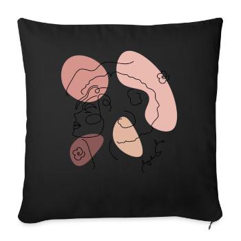 Afro Line Art Woman Face Abstract Minimalist Aesth - Sofakissenbezug 45 x 45 cm - Schwarz - Vorne