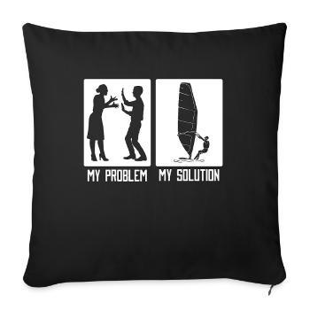 Véliplanchiste Mon problème Mon pictogramme Papa Maman Surf - Housse de coussin décorative 45 x 45 cm - noir - Devant