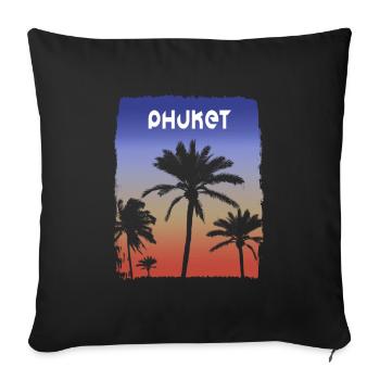 Phuket Thailand Sunset Vacation Souvenir Palm Tree - Sofa pillowcase 17,3'' x 17,3'' (45 x 45 cm) - black - Front