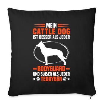 Bouvier australien meilleur que garde du corps - Housse de coussin décorative 45 x 45 cm - noir - Devant