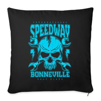 Bonneville Salt Flats Voiture de course rétro vintage - Housse de coussin décorative 45 x 45 cm - noir - Devant