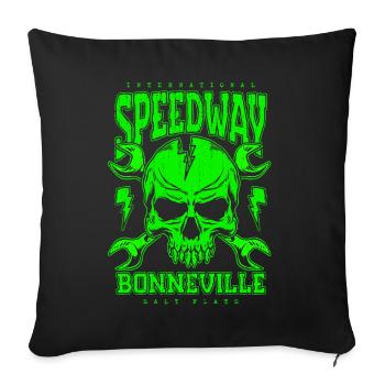 Bonneville Salt Flats Voiture de course rétro vintage - Housse de coussin décorative 45 x 45 cm - noir - Devant