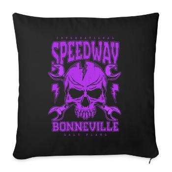 Bonneville Salt Flats Voiture de course rétro vintage - Housse de coussin décorative 45 x 45 cm - noir - Devant