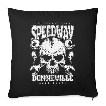Bonneville Salt Flats Voiture de course rétro vintage - Housse de coussin décorative 45 x 45 cm - noir - Devant