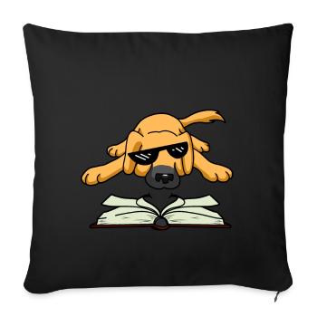 Meme chien lire livre animaux enfants enfants chiens - Housse de coussin décorative 45 x 45 cm - noir - Devant