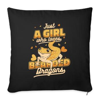 Girl Who Loves Bearded Dragons Pogona Lizard - Sofa pillowcase 17,3'' x 17,3'' (45 x 45 cm) - black - Front