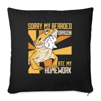 My Bearded Dragon Ate My Homework Pogona Pet - Sofa pillowcase 17,3'' x 17,3'' (45 x 45 cm) - black - Front