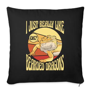 Really Like Bearded Dragons Pogona Lizard Pet - Sofa pillowcase 17,3'' x 17,3'' (45 x 45 cm) - black - Front