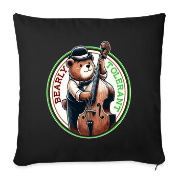 Bass Playing, Bear Gentleman Musician - Sofa pillowcase 17,3'' x 17,3'' (45 x 45 cm) - black - Front