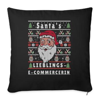 Ugly Weihnachten SANTAS LIEBLINGS E-Commercerin - Sofakissenbezug 45 x 45 cm - Schwarz - Vorne