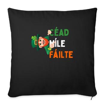 Chance irlandaise et tee-shirt de bienvenue : Leprechaun et Shamrock - Housse de coussin décorative 45 x 45 cm - noir - Devant