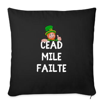 "Céad Míle Fáilte: Leprechaun Pride & Luck Tee" - Sofa pillowcase 17,3'' x 17,3'' (45 x 45 cm) - black - Front