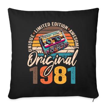 Vintage geboren 1981 Geburtstag Original 1981 - Sofakissenbezug 45 x 45 cm - Schwarz - Vorne