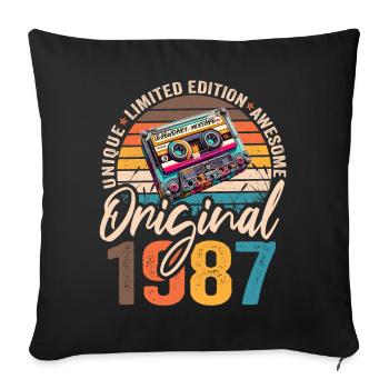 Vintage Né 1987 Anniversaire Original 1987 - Housse de coussin décorative 45 x 45 cm - noir - Devant