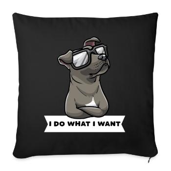 Staffordshire Bull Terrier Dog with Sunglasses - Sofa pillowcase 17,3'' x 17,3'' (45 x 45 cm) - black - Front