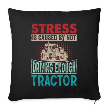Rétro Tractor Harvest Time - Stress Dire Anglais - Housse de coussin décorative 45 x 45 cm - noir - Devant