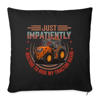 Retro Traktor Erntezeit - Spruch Englisch - Sofakissenbezug 45 x 45 cm - Schwarz - Vorne