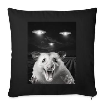 Selfie drôle d’opossum devant des ovnis Opossum OVNI - Housse de coussin décorative 45 x 45 cm - noir - Devant